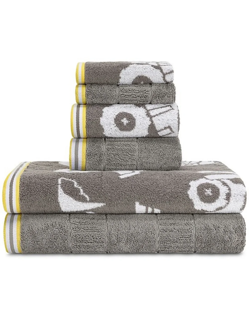 Caro Home Boys Construction Soft Cotton Towel 6pc Set 2 Bath, 2 Hand, 2 Tip